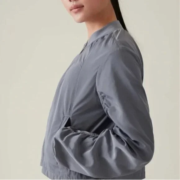 Athleta Women’s Wayfarer Bomber Jacket Coastline Blue size large - Picture 3 of 7